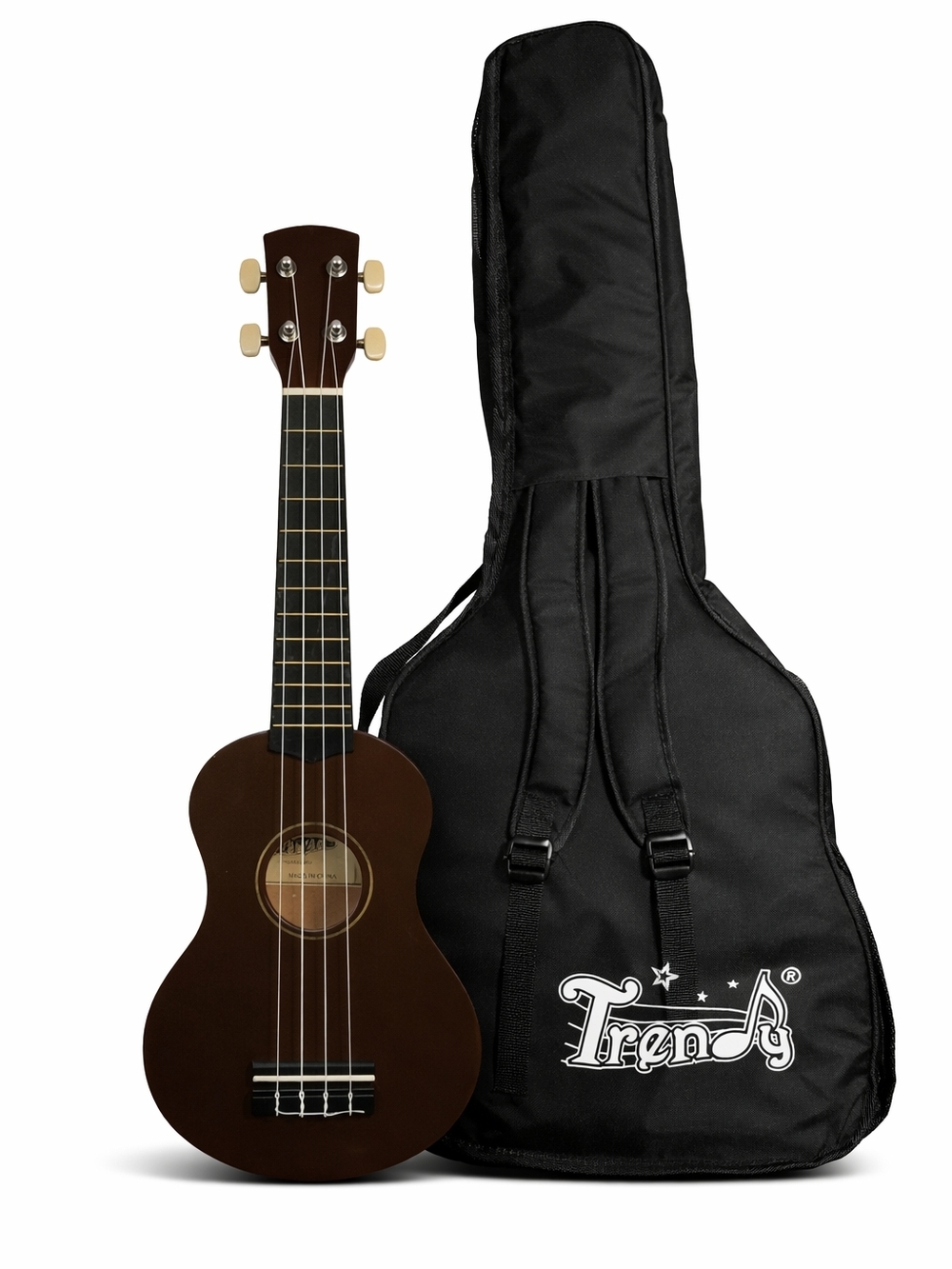 Trendy Beginners 21 Inch Brown Soprano Ukulele with Black Gig Bag